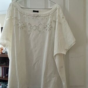 White Embroidered Women's Top